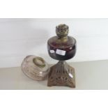 OIL LAMP ON METAL STAND