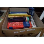 BOX OF MIXED BOOKS - CHAMBERS DICTIONARY, OTHER DICTIONARIES AND HISTORICAL BOOKS