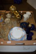 TRAY CONTAINING CERAMIC BOWLS, SOME GLASS WARES, COFFEE POTS, ETC