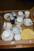 TRAY CONTAINING VARIOUS CERAMICS, CUPS AND SAUCERS BY ROYAL DOULTON IN THE DARJEELING PATTERN AND