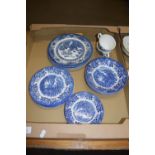 TRAY CONTAINING BLUE AND WHITE WARES