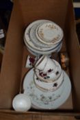 BOX CONTAINING CHINA WARES INCLUDING PART TEA SET BY COLCLOUGH