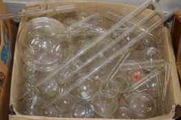 LARGE BOX CONTAINING TEST TUBES AND OTHER GLASS ITEMS