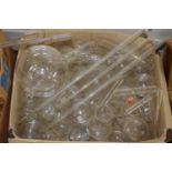 LARGE BOX CONTAINING TEST TUBES AND OTHER GLASS ITEMS