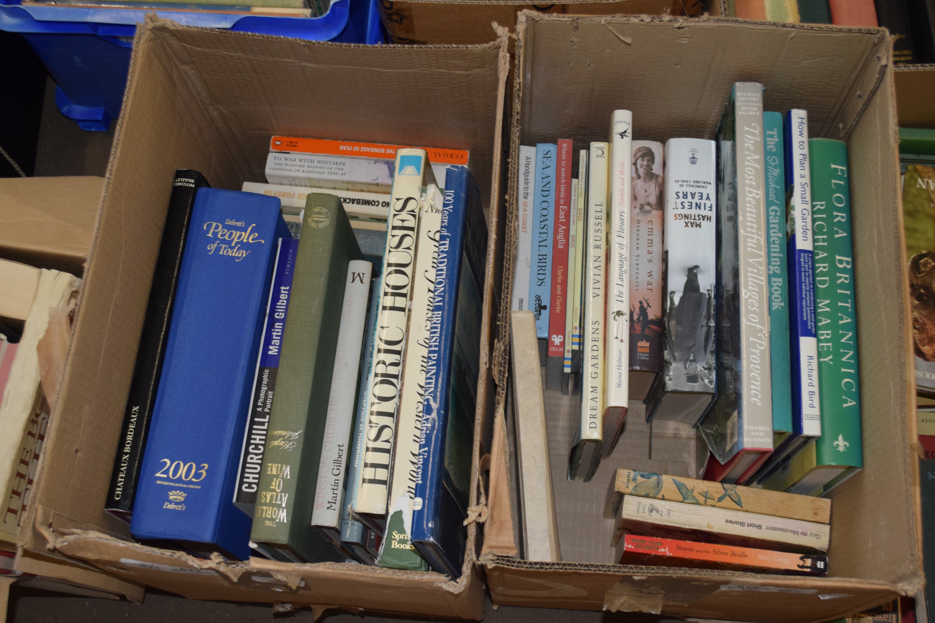 BOX OF MIXED BOOKS, HISTORIC HOUSES, GREAT HOUSES OF THE WESTERN WORLD ETC PLUS A FURTHER BOX OF