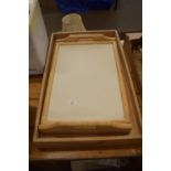 TWO WOODEN SERVING TRAYS