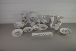 COLLECTION OF AYNSLEY PEMBROKE PATTERN WARES COMPRISING VASE, SMALLER VASES, PIN DISHES ETC