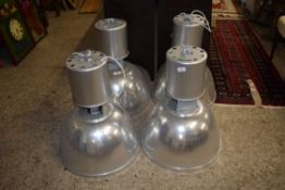 SET OF FOUR INDUSTRIAL STYLE LAMP FITTINGS, EACH DIAM APPROX 50CM