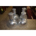 SET OF FOUR INDUSTRIAL STYLE LAMP FITTINGS, EACH DIAM APPROX 50CM