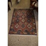 RUG WITH GEOMETRIC STYLISED DESIGN, APPROX 144 X 110CM