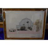 FRAMED FRENCH ARCHITECTURAL ILLUSTRATION, "THE MUSEUM D'HISTOIRE NATURELLE" DATED 1855, FRAME SIZE