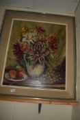 LARGE OIL PAINTING ON BOARD OF STILL LIFE SIGNED SUTTON