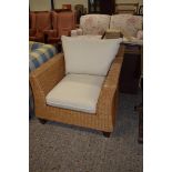 CANE ARMCHAIR, WIDTH APPROX 84CM