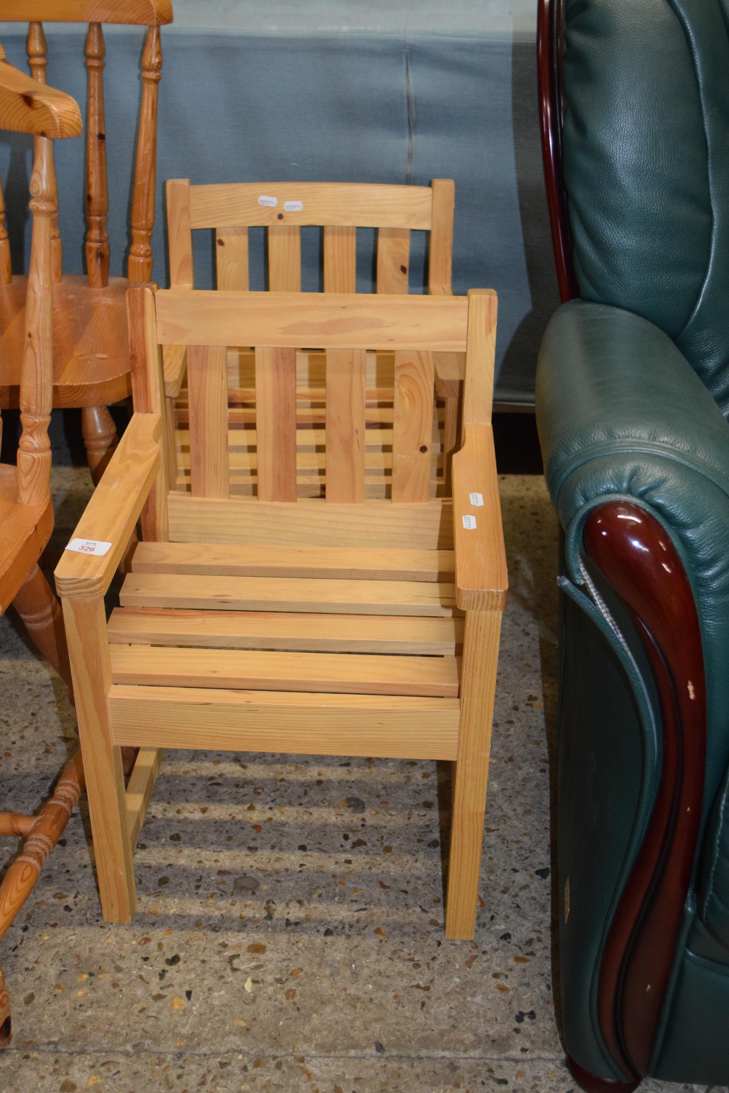 PAIR OF PINE CHILDREN'S CHAIRS, EACH WIDTH APPROX 40CM