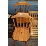 PAIR OF VARNISHED PINE KITCHEN CHAIRS