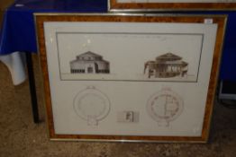 FRAMED ARCHITECTURAL PRINT "PLAN D'UN CORPS DE GARDE PROJETTE SUR LA PLACE LOUIS XVI", WIDTH