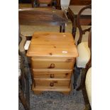 SMALL PINE BEDSIDE CHEST, APPROX 44CM