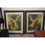 PAIR OF LATE 19TH/EARLY 20TH CENTURY PRINTS, POSSIBLY AMERICAN, DEPICTING GUARDIAN ANGELS