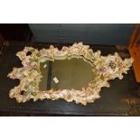 LARGE AND IMPRESSIVE HAND FINISHED CERAMIC FRAMED MIRROR WITH FLORAL DECORATION, MAX APPROX 87 X