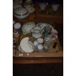 TRAY CONTAINING CERAMIC ITEMS, LUSTRE WARE JUG, TUREENS AND COVERS ETC