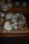 TRAY CONTAINING CERAMIC ITEMS, LUSTRE WARE JUG, TUREENS AND COVERS ETC