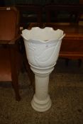 CERAMIC PLANTER AND STAND, HEIGHT APPROX 70CM