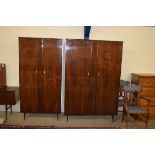 1960S FIVE PIECE RETRO BEDROOM SET IN WALNUT EFFECT, COMPRISING MIRROR BACK DRESSING TABLE, BED HEAD