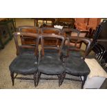 SET OF SIX UPHOLSTERED BAR BACK CHAIRS, EACH HEIGHT APPROX 83CM