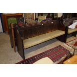 UPHOLSTERED PAINTED WOOD SETTLE, LENGTH APPROX 177CM