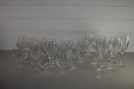 GLASS WARES INCLUDING WINE GLASSES ETC