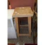 RUSTIC STYLE JOINTED HEAVY STOOL, APPROX 36 CM SQ