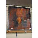 FRAMED ABSTRACT PAINTING DEPICTING A FIGURE, APPROX 55 X 51CM