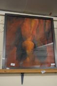 FRAMED ABSTRACT PAINTING DEPICTING A FIGURE, APPROX 55 X 51CM