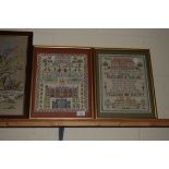 PAIR OF SAMPLERS MADE FOR THE QUEEN'S GOLDEN JUBILEE AND PRINCESS DIANA