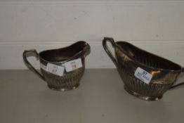 PAIR OF PLATED GEORGIAN STYLE MILK JUG AND FURTHER SUGAR BOWL