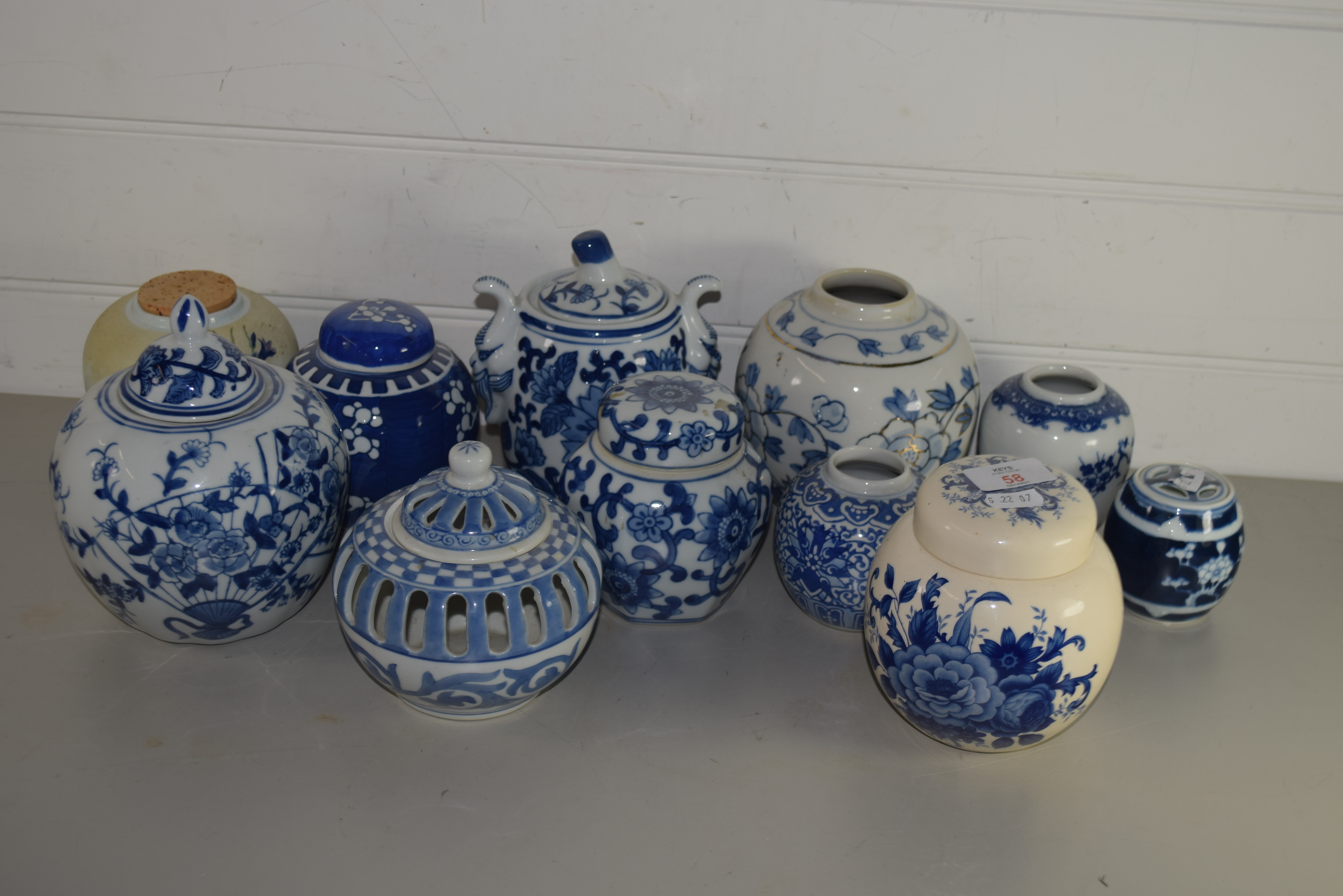 BLUE AND WHITE WARES, GINGER JARS AND COVERS