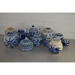 BLUE AND WHITE WARES, GINGER JARS AND COVERS