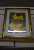 FRAMED PRINT OF SUNFLOWERS, FRAME WIDTH APPROX 50CM