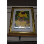 FRAMED PRINT OF SUNFLOWERS, FRAME WIDTH APPROX 50CM