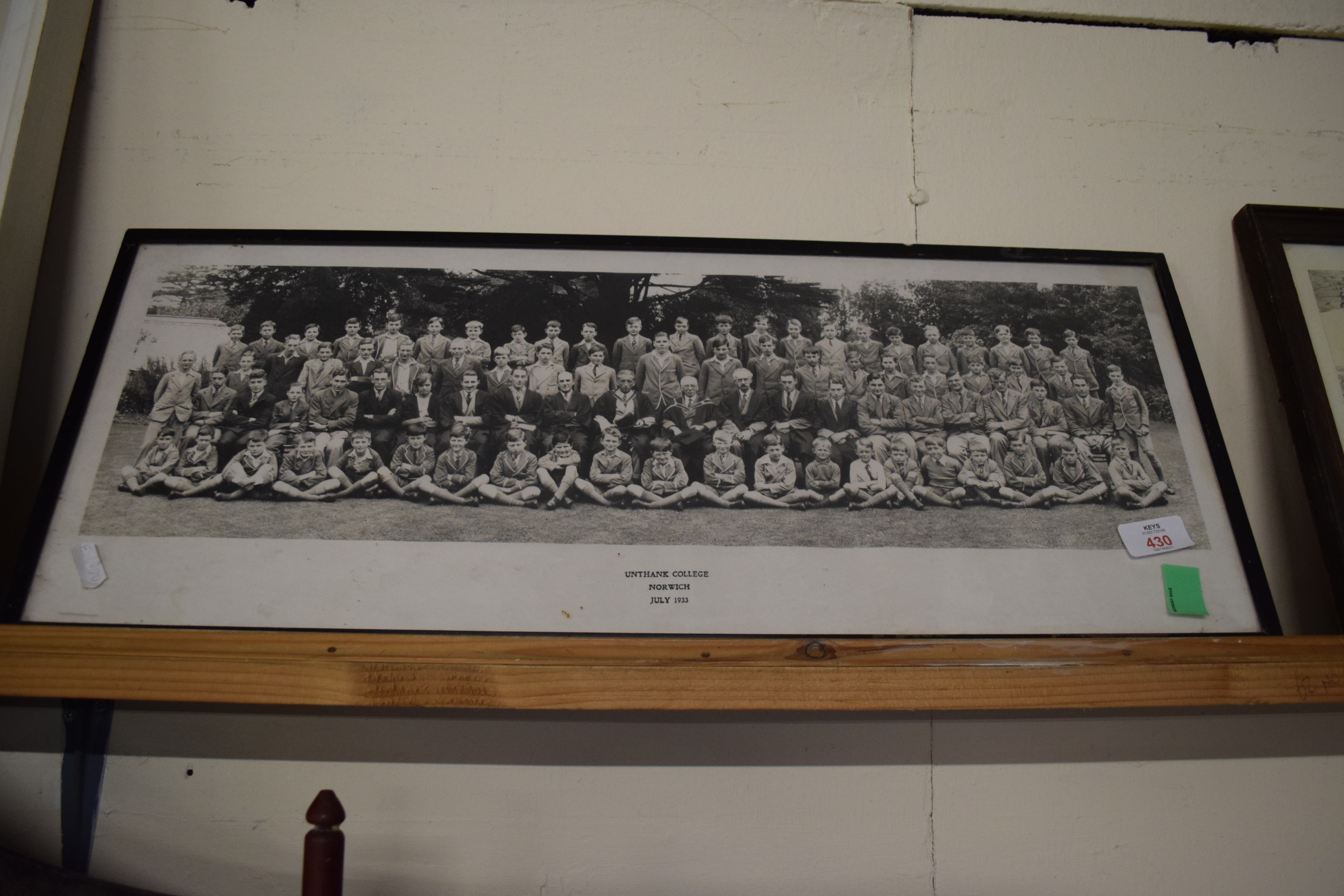 SCHOOL PHOTOGRAPH FOR UNTHANK COLLEGE, NORWICH, JULY 1933, WIDTH APPROX 64CM