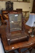 EARLY 20TH CENTURY MAHOGANY FRAMED SWING MIRROR WITH DRAWERS BENEATH, WIDTH APPROX 50CM