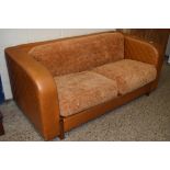 ART DECO STYLE LEATHER EFFECT TWO SEATER SOFA, LENGTH APPROX 180CM MAX