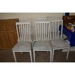 SET OF SIX PAINTED DINING CHAIRS