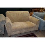 TWO SEATER SOFA WITH BUN FEET, WIDTH APPROX 153CM MAX