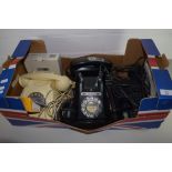 BOX CONTAINING VINTAGE TELEPHONES