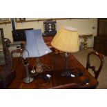 THREE VARIOUS TABLE LAMPS
