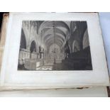 Large scrapbook, Exeter Cathedral interest, prints and cuttings, 18th/19th century including 2