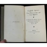 SIR HENRY IRVING: ENGLISH ACTORS, THEIR CHARACTERISTICS AND THEIR METHODS, Oxford, Clarendon