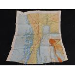 WWII SILK ESCAPE MAP, Burma, Siam etc, printed on both sides, some fraying with loss to one margin