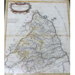 ROBERT MORDEN: NORTHUMBERLAND, engraved hand coloured map [1695], approx 415 x 350mm, framed and